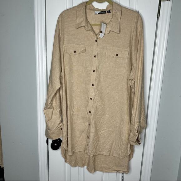 NY&C Madison oversize XL tall line linen button up top - Picture 1 of 6